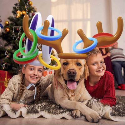 China Deer Inflatable Head Ring PVC Antler Ring Toy Props Children's Toy Antler Game Throwing Launch Toy for sale