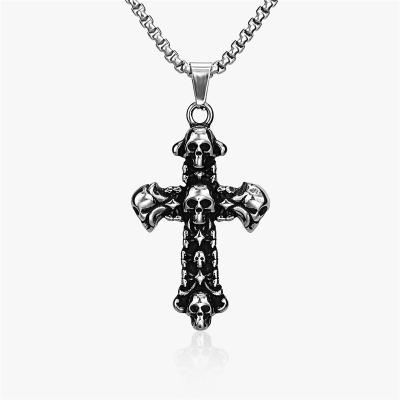 China Other Male and female couple accessories punk skull cross chain from Amazon in 925 silver necklace wholesale for sale