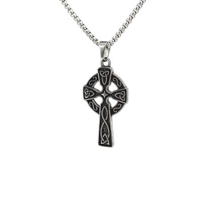 China Other Men's Personality 925 Silver Celtic Cross Necklace New European and American AliExpress Retro Dominant Pendant for sale