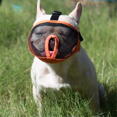 China Viable Short Muzzle Dog Muzzles Adjustable Breathable Mesh Bull Dog Muzzle For Biting Barking Training Dog Chew Mask for sale