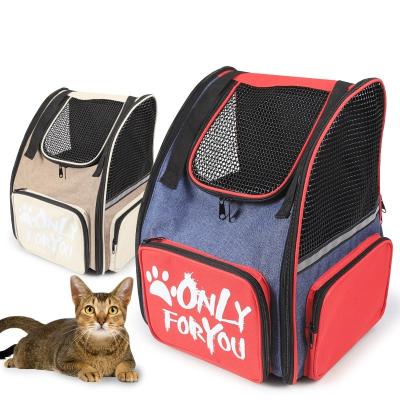 China Sustainable Pet Carrier Backpack for Small Cats Purses Puppies Safety Reflective Ventilated Design, Cushion Back Support for Travel Rise for sale