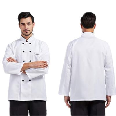 China White Polyester Cotton Long Sleeve Restaurant Kitchen Chef Uniform Jacket for sale