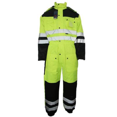 China Cotton Winter Neon Green Waterproof Coverall Quilted Thick Mens Winter Full Coverall for sale