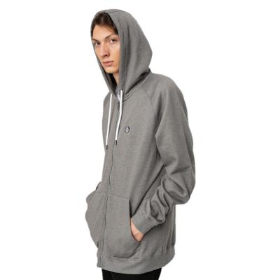 China Gray Zip Up Hoodie Men's Unisex Anti-Wrinkle Big And Tall Loose Zip Up Hoodie Custom for sale