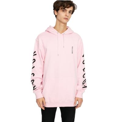 China Custom Black Anti-wrinkle 100 Cotton Logo On Sleeves Custom Pink Kpop Hoodie Men for sale