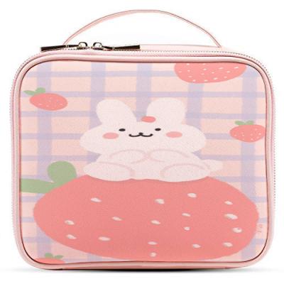 China Fashion Makeup Bag Travel Cosmetic Bag For Women Leather Cosmetic Organizer With Adjustable Dividers Case Train Cute Makeup Case Large for sale