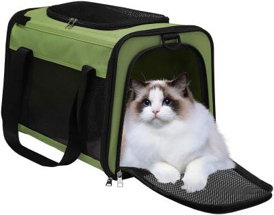 China Breathable Pet Carrier Airline Approved Soft Sided Pet Travel Bag For Cats With Mesh Windows And Fleece Padding Collapsible Dog Carrier for sale