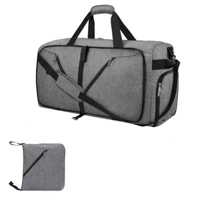 China Custom Fashion Large Capacity Business Travel Fleece Foldable Weekender Bag With Shoes Compartment for sale