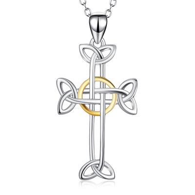 China PONEES 18k Gold 925 Sterling Silver Men's Cross Pendant Necklace Cross Charm Jewelry TRENDY Choker Necklace for sale