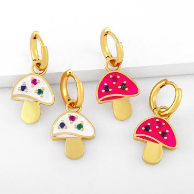 China Cute Fashion Mushroom Fashion Korean Colorful Drop Earrings Cute PONEES Earrings For Girls Jewelry for sale