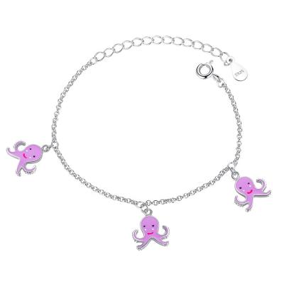 China Hot Selling FASHIONABLE Children's PONEES Jewelry Three Octopus 925 Sterling Silver Women's Bracelet For Girls for sale