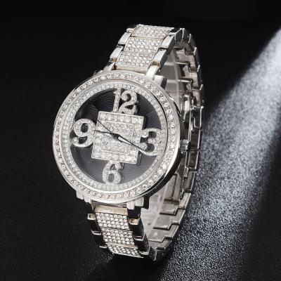 China Fashion Full Diamond Watches Top Selling Luxury Hip Hop Men's Automatic Date PONEES Shinny Quartz Watches for sale