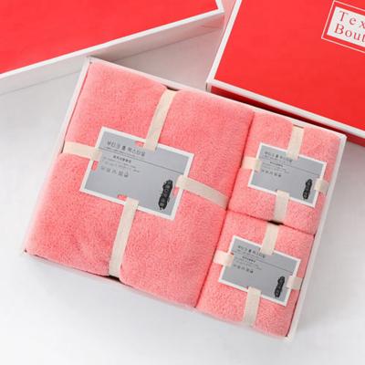 China Viable Manufacturers Wholesale Good Quality Quick Drying Microfiber Both Pieces Of Coral Fleece Luxury Bath Towels Set Cheap Prices for sale