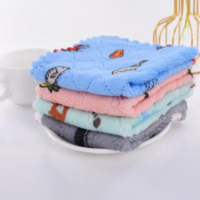 China Eco-Friendly 3030 Microfiber Cloth Coral Fleece Dish Cloth Double Layer Kitchen Towel Viable Wholesale Absorbent Cloths Small Dusting for sale