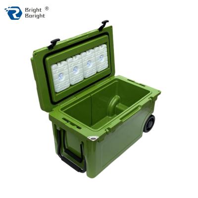 China ROTOMOLDED 55QT Fishing and Boating Ice Cooler Waterproof Durable Keep Cooler Hard Cool Box with Lock Wheel for sale