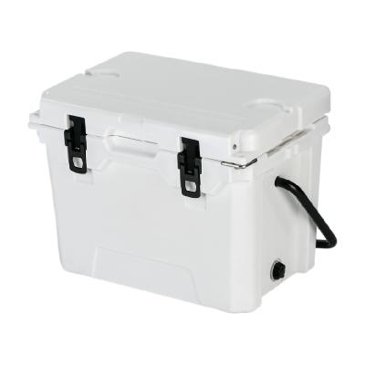 China Waterproof 2022 New 25QT Hard Plastic Hard Rotomolded Outdoor Ice Cooler Box With Handle Bar for sale