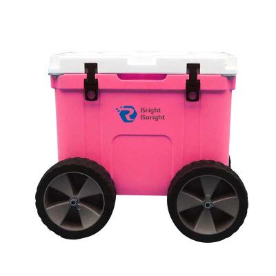 China Waterproof Marine Hunting Coolers 55qt Rotomolded Ice Coolers Box With Wheels for sale