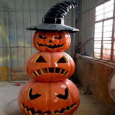 China High Quality Scary Fiberglass Halloween Pumpkin Sculpture For Outdoor Decoration for sale