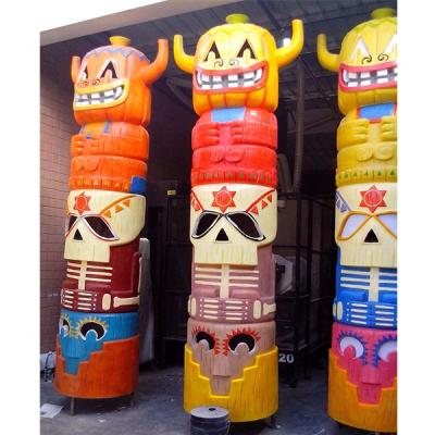 China Europe Hot Selling Large Mall Decoration Fiberglass Halloween Pumpkin Pillars Sculpt On Sale for sale