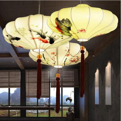 China Classic Hand Fabric Droplight Painting Lantern for sale