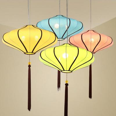 China Classic and Elegant Hanging Lit Chinese Fabric Lanterns for sale