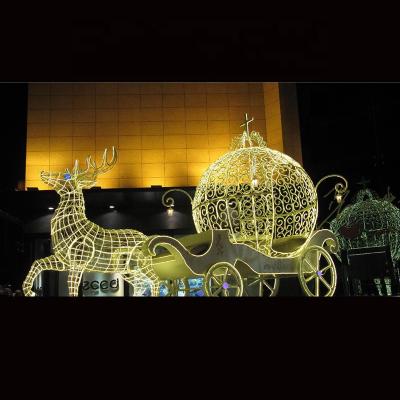 China Indoor And Outdoor Decorations Like LED Christmas Sitting Deer With Pumpkin Carriage For Indoor /Outdoor Christmas Decoration for sale