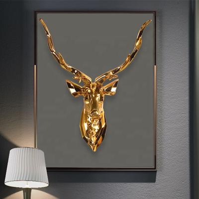 China Wall Mounted Glorious Gold Electroplating Geometric Resin Deer Head From Europe for sale