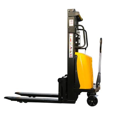 China Hotels Semi Electric forklift 1 ton 2 tons half electric loading and unloading lifting car automatic hydraulic stacking truck for sale