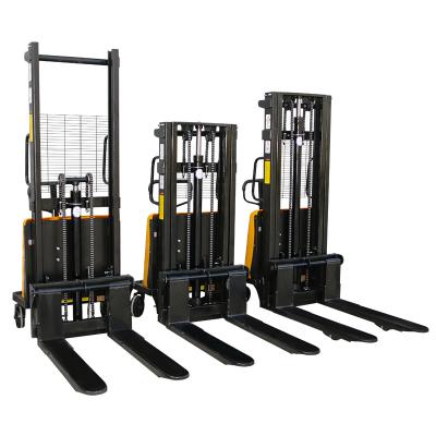 China Hotels Low Price Charging Semi-Electric Pallet Stacker 1 Ton 2 Ton Semi-Automatic Forklift Pallet Stacker for sale