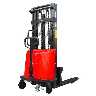 China Hotels semi-electric pallet stacker forklift charging or plug-in pallet stacker loading and unloading forklift truck for sale