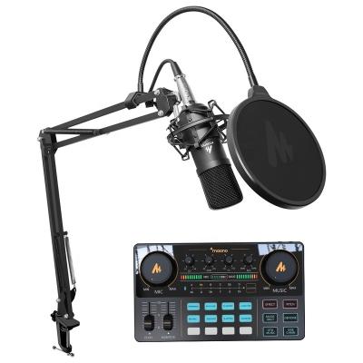 China Works as USB Sound Card Plus MAONO Audio Station Audio Interface XLR Sound Card XLR Podcast Microphone Voice Switch Live Sound Card Mobile Phone Mixing Record Microphone Kit Mixer for sale