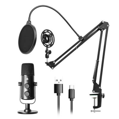 China Full Metal Headset Microphone MAONO USB Play And Plug In Microphone Podcasting Kit for sale