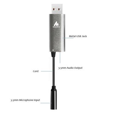 China Studio Recording Microphone MAONO Sound Card Audio Interface Recording USB 3.5 Sound Card Connector Mini Lavalier Microphone or Monitor Earphone for sale