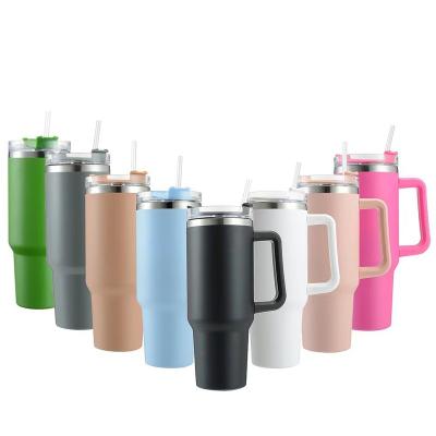 China PORTABLE New cross-border 40oz handle car cup, 304 stainless steel thermos cup ice bullion cup, car cup with handle straw cup wholesale for sale