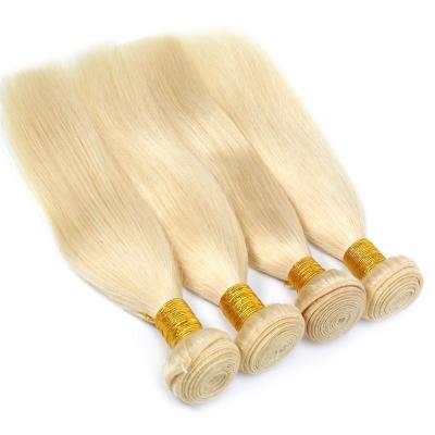 China Wholesale Price Straight Double Wave Blonde Hair Extensions 613 Weft Straight Bundles Pulled 10-30 Inch for sale