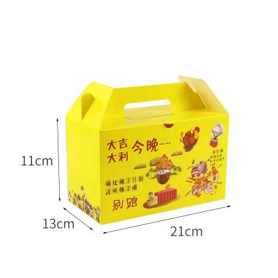 China Disaposable Handmade Disaposable Fast Food Box Custom Logo Chicken Takeaway Packing Boxes Fried Paper Box With Handle for sale