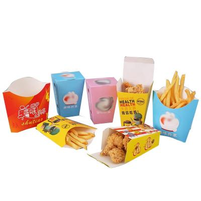 China Folding Disposable Paper Popcorn Scoop French Fries Container Kids Gift Cardboard Disposable Snack Cup for sale