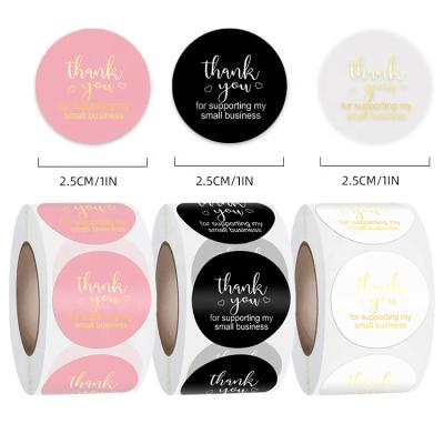 China Waterproof 1 Inch Circle Custom Stickers Roll Round Sticker Thank You Small Business Stickers for sale