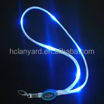 China Polyester LED Tubular Lanyards Neck Flashing Strap for sale