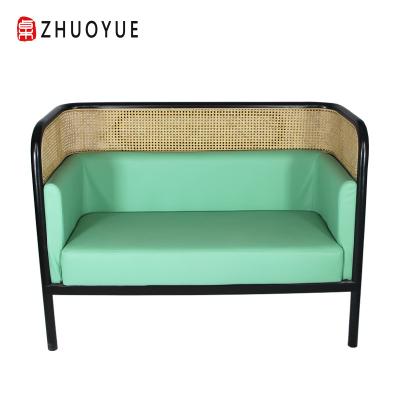 China Modern commercial luxury style imitation rattan and soft PU leather upholstery for restaurant furniture seat for sale