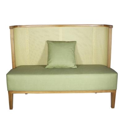 China Modern simple style anti-collision green leather ash and rattan sofa cabin sets for sale