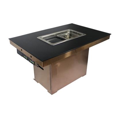 China Adjustable height factory specializes in producing smokeless hot pot barbecue table for sale