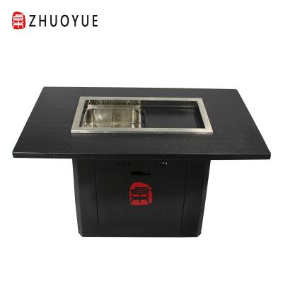 China 2022 new height adjustable smokeless hot pot restaurant and Korean barbecue table for sale