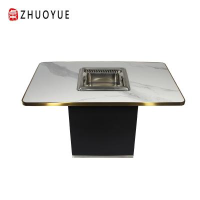 China Modern Customizable Smokeless Hot Pot Table with Wire Control Switch Stainless Steel Hot Pot for Restaurant Hot Pot Table for sale