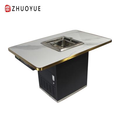 China Modern upgraded smokeless version one filter hotpot table for sale