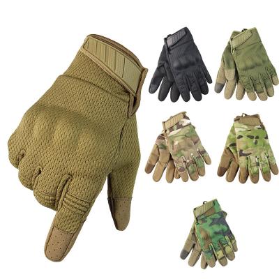 China Custom Army Full Finger Hard Knuckle Finger Tactical Gloves for sale