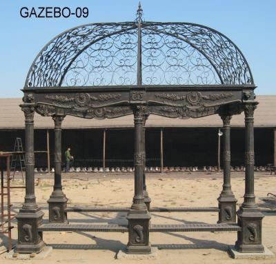 China China Supplier Metal Greenhouse Garden Cast Iron Gazebo 6 Columns And 4 Benches for sale