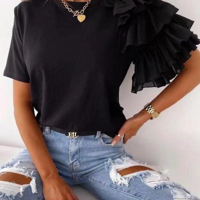 China 2021 summer women's simple round neck fashion QUICK-DRY QUICK-DRY new fashionable short-sleeved herringbone T-shirts for sale