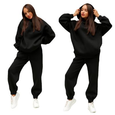 China 2022 viable autumn and winter new fashion suit solid color casual two-piece hoodie for sale