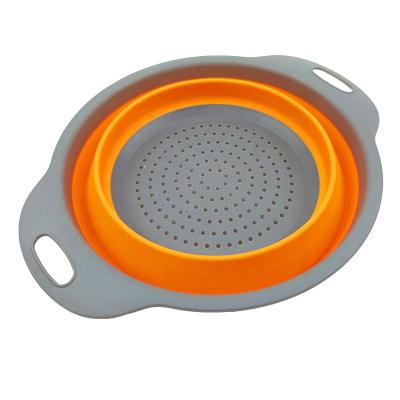 China Viable Collapsible Collapsible Silicone Strainer Fruit Vegetable Basket Sieve Kitchen Washing Accessories for sale